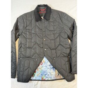 NWOT Robert‎ Graham Men's Quilted Jacket Puffer Shirt Medium Black Print Lining